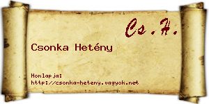 Csonka Hetény névjegykártya